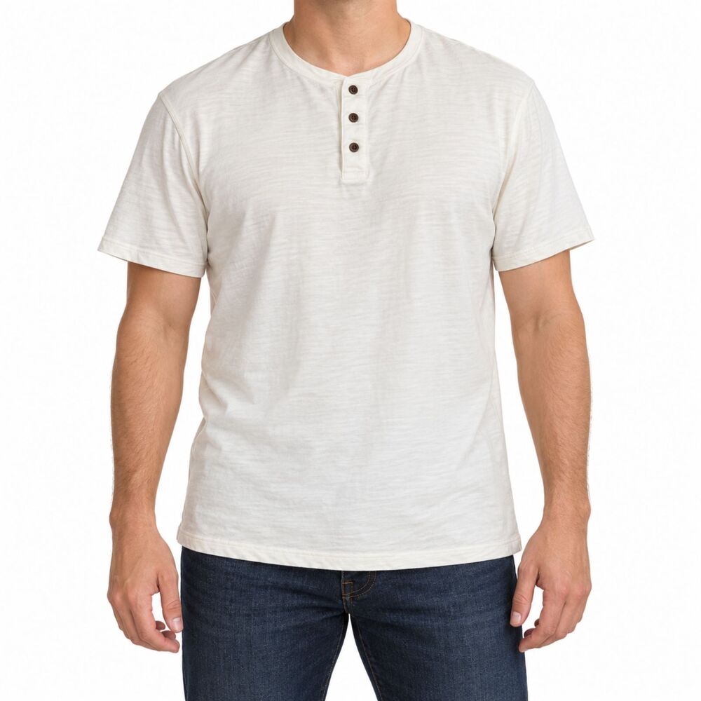 GAP Men’s Lived-In Henley Shirt in White | Size XL